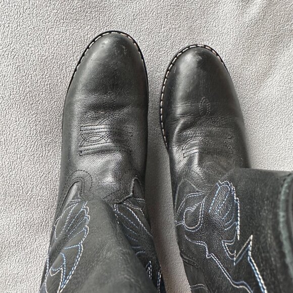 Smoky Mountain Boots Youth sz 3.5 Mid Calf Western Cowboy Black Leather - Picture 3 of 5